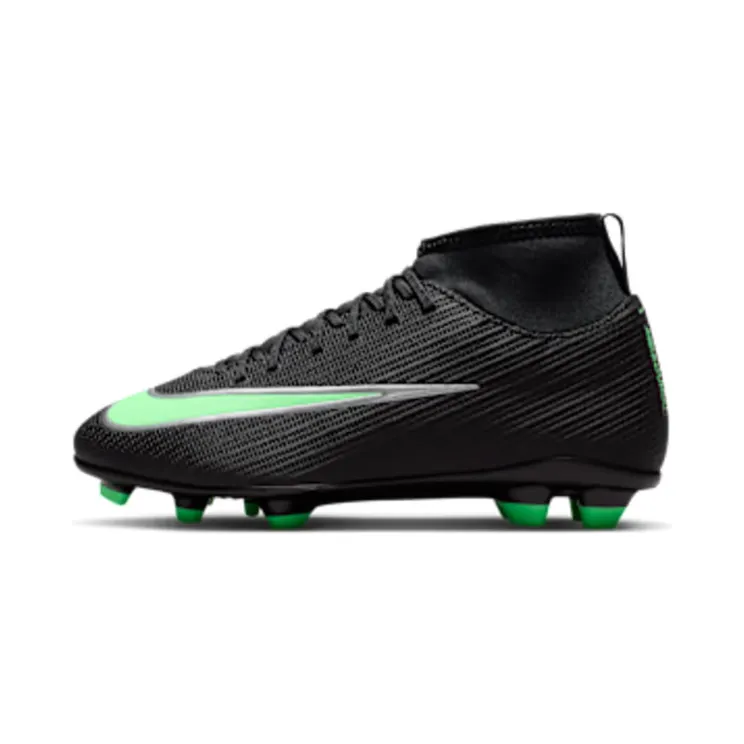 Nike Jr. Mercurial Superfly 11 Club ‘ Multi-Ground High-Top “Black/Black/Illusion Green” (IO1552-001)