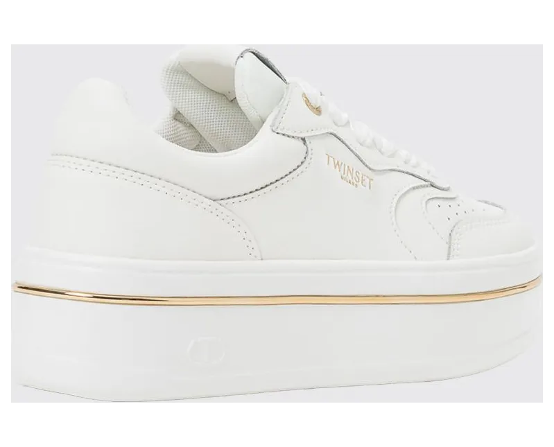 Twinset Flatform Leather Sneakers White (261TCP01G00001)