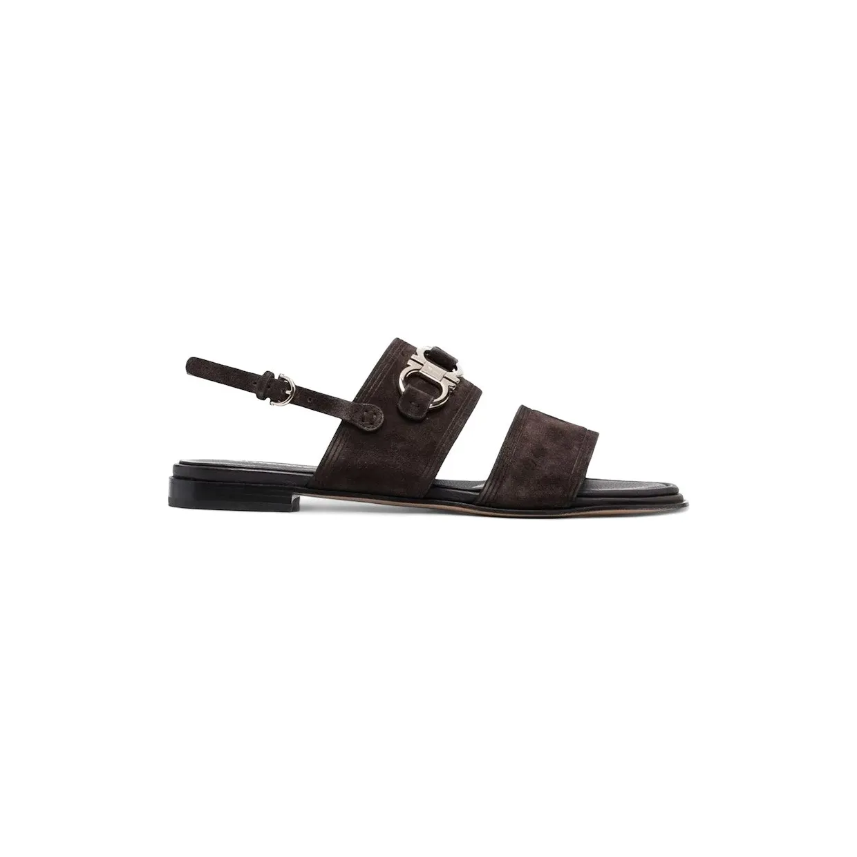 Ferragamo Gancini-Plaque Suede Sandals Brown (01C932751077)
