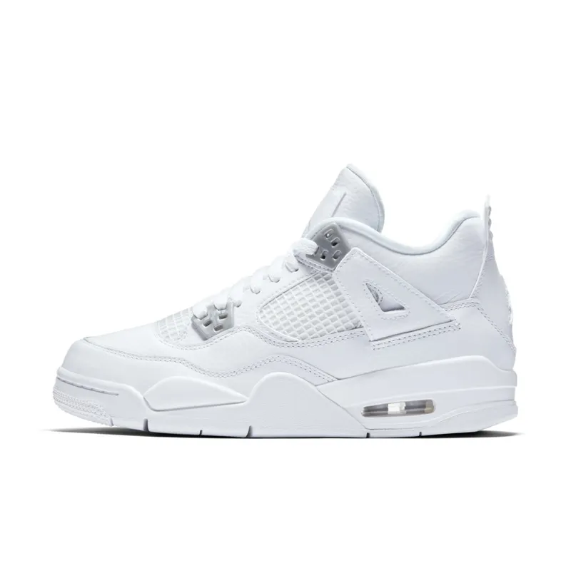 Jordan 4 Retro Pure Money 2017 (GS) White/Metallic Silver-Pure Platinum (408452-100)