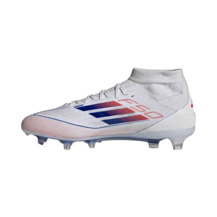 Adidas F50 Pro Mid-Cut FG “Cloud White Lucid Blue Solar Red” (ID9187)