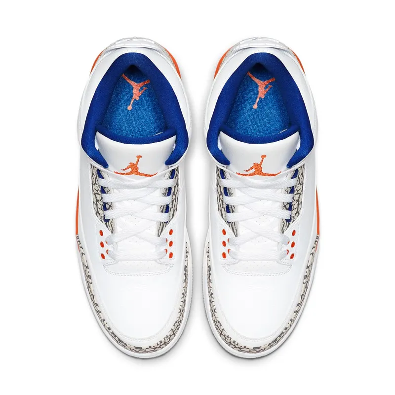 Jordan 3 Retro Knicks White/Old Royal-University Orange-Tech Grey (136064-148)