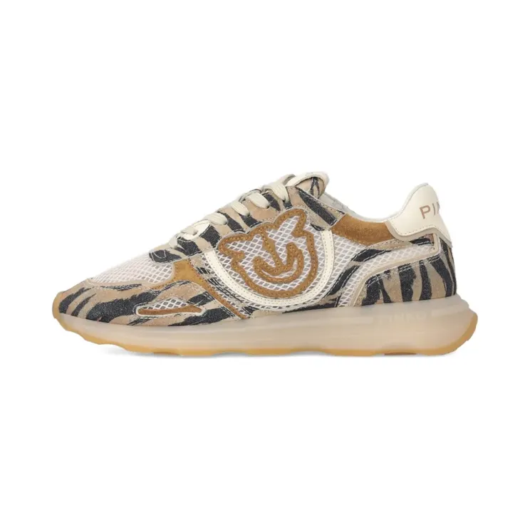PINKO Zoe sneakers met tijgerprint en logo – Beige (SS0175P088)