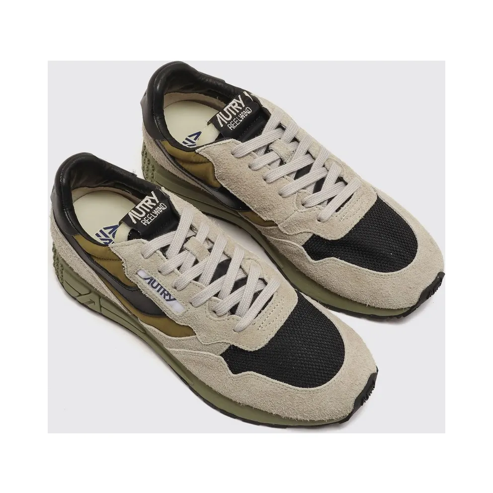 Autry Reelwind Sneakers in Leather and Nylon with Worn Effect Sand (WWLMBY05)