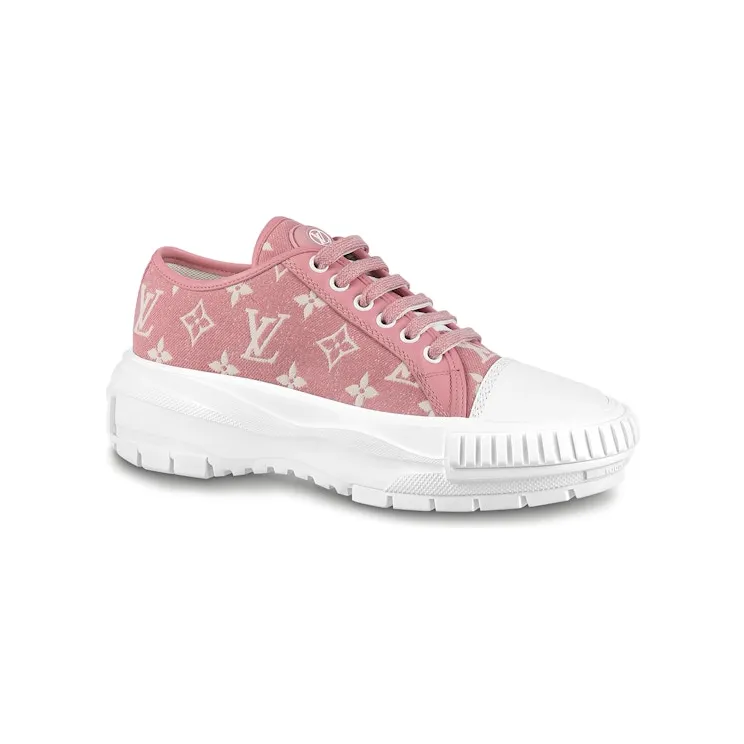 Louis Vuitton Squad Low Monogram Denim Rose Clair Pink White (W) (1A9S0M)