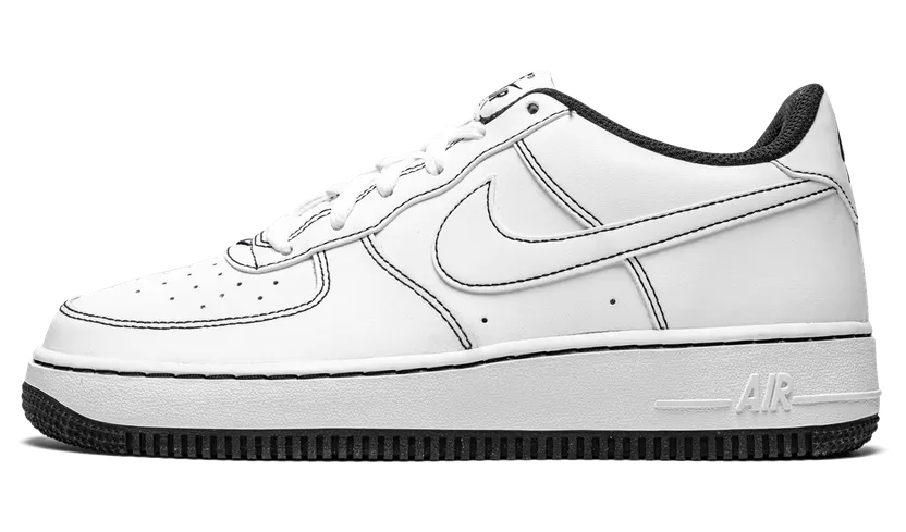 Nike Air Force 1 Low ’07 GS “Contrast Stitching – White / Black” (CW1575-104)