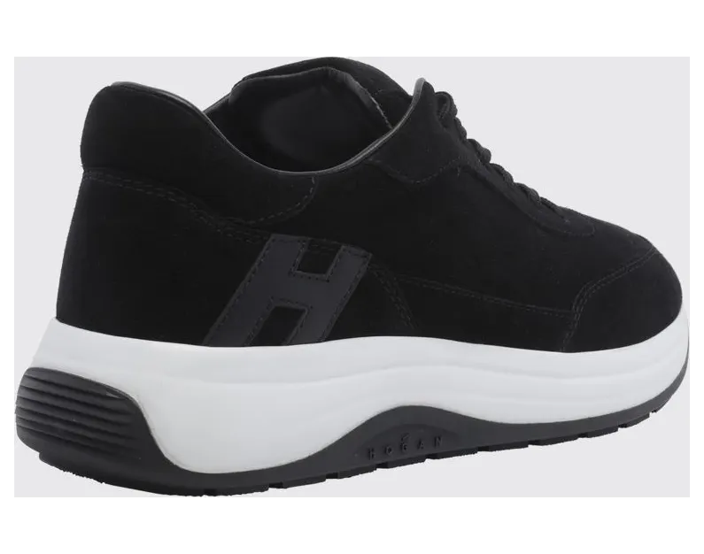 Hogan Hi-Light Suede Calfskin Leather Sneakers with Tone-on-Tone H Logo Black (HXM7190GH50VGGB999) (2)