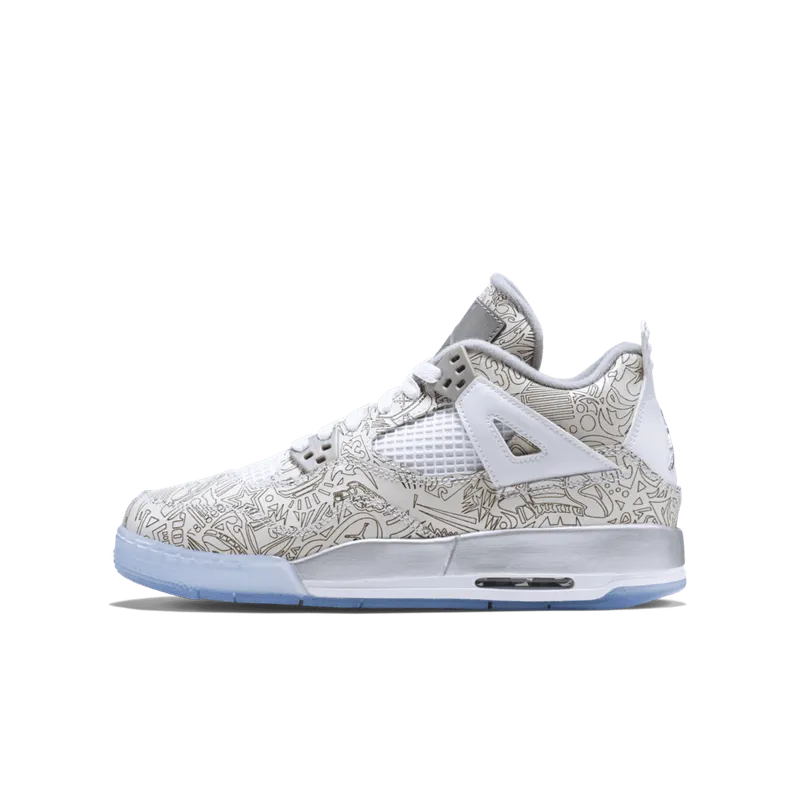 Jordan 4 Retro Laser (GS) White/Chrome-Metallic Silver (705334-105)