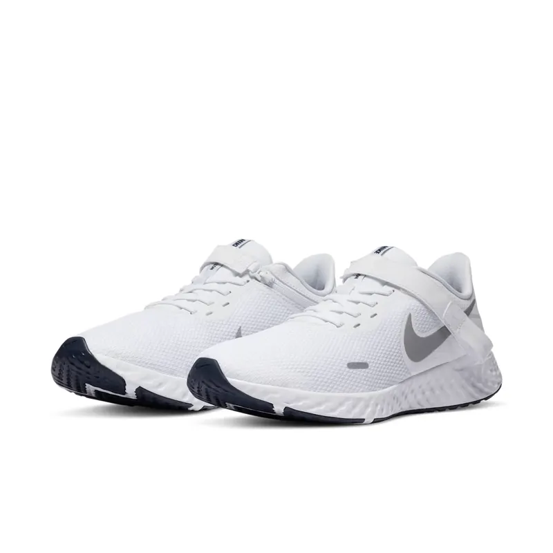 Nike Revolution 5 FlyEase White White/Midnight Navy/Metallic Silver (BQ3211-102)