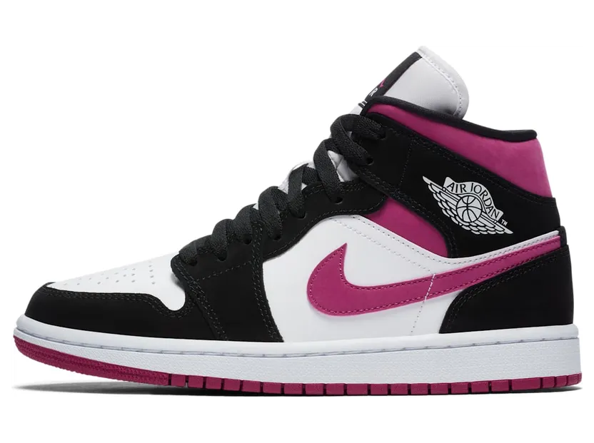 Air Jordan 1 Mid Magenta “Black / White / Cactus Flower” (BQ6472-005)