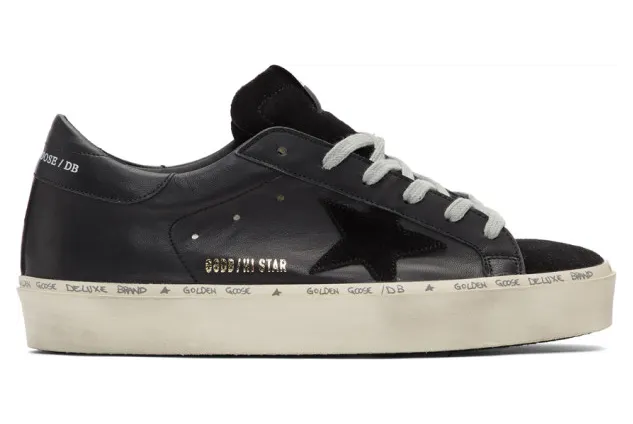 Golden Goose Black Hi Star Sneakers (G35WS945.G6)
