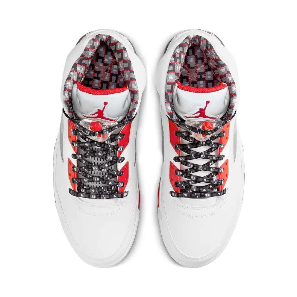 Air Jordan 5 Quai 54 White University Red Black (2021) (DJ7903-106)