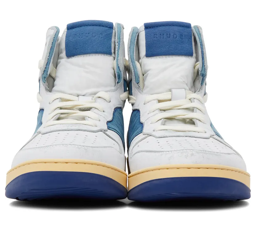 Rhude White & Blue Rhecess Hi Sneakers (RHSS21FO00000028) (2)
