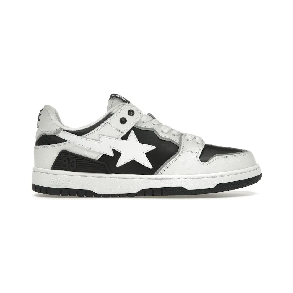 A Bathing Ape Sk8 Sta #1 Ostrich Pack White Black (1K30-191-308-BLK)