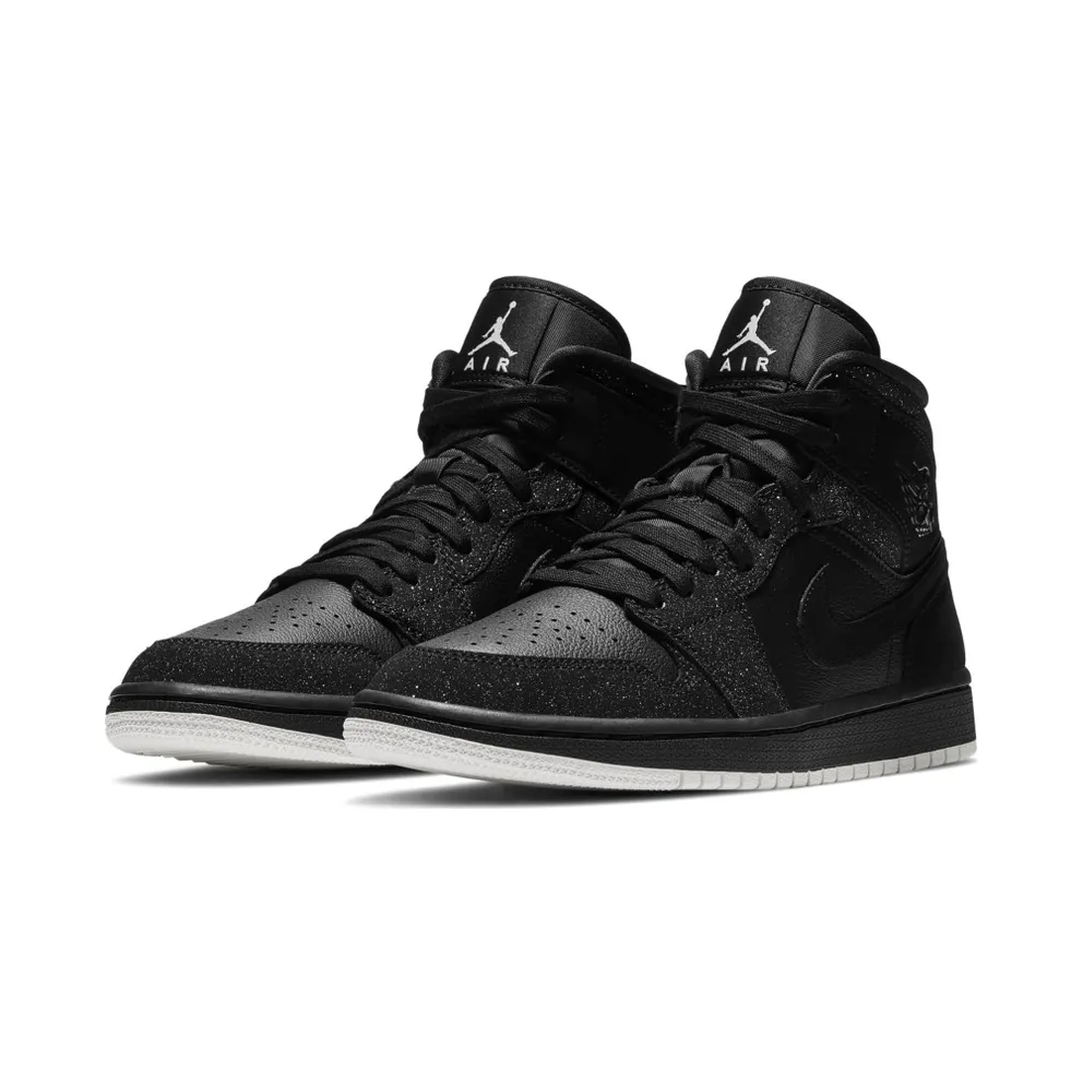 Air Jordan Nike AJ I 1 WMNS Mid Glitter Black (BQ6472-001)