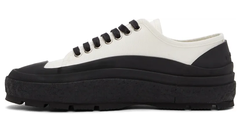Jil Sander White & Black Canvas Low-Top Sneakers (JI37520A_15600) (3)