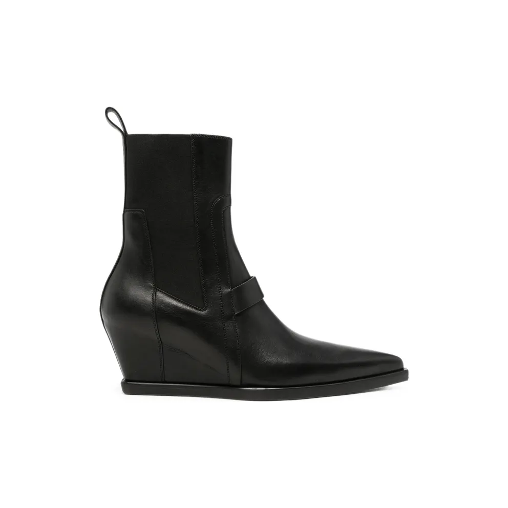 Rick Owens Wedge-heel Pointed-toe “Black” (RU02F4805 LOO 09)