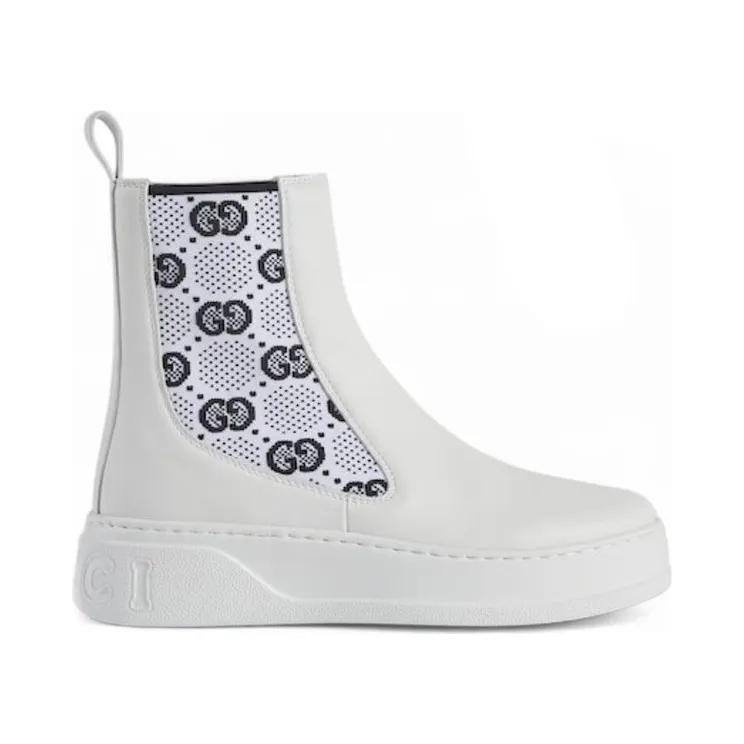 Gucci GG Jersey Chelsea Boots White (718718-AAA8L-9059)