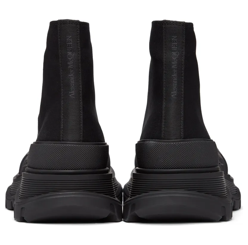Alexander McQueen Black Canvas Tread Slick High Sneakers (604254W4L32) (4)