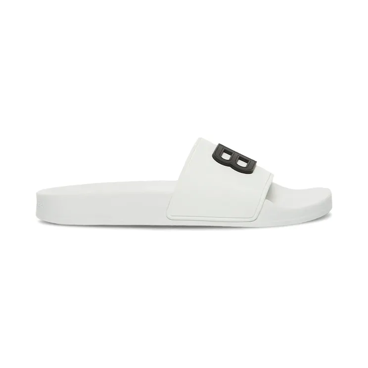 Balenciaga Pool Slides 3D BB Logo Black White (656434 W1S8B 9034)