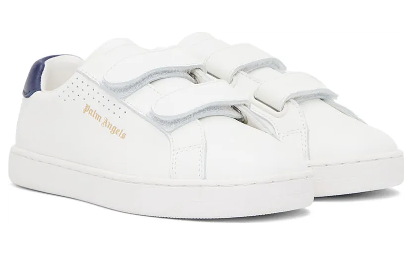 Palm Angels Kids White& Navy Palm 1 Strap Sneakers (PBIA006S22LEA0010146) (4)