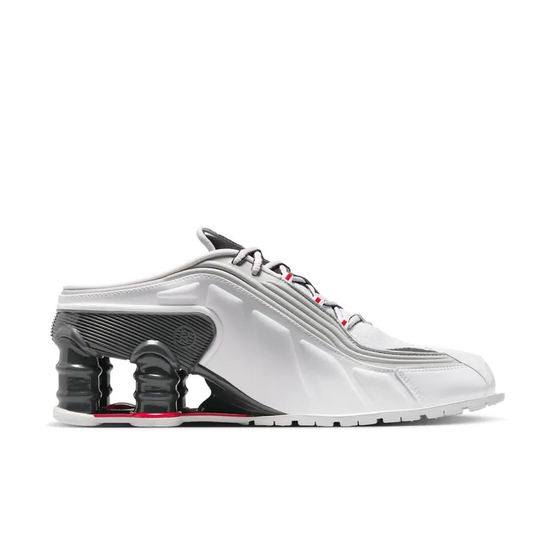 Nike Shox MR4 Mule “Martine Rose Metallic Platinum Varsity Red” (IM5420-100)