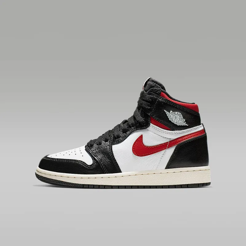 Air Jordan Nike AJ I 1 Retro High Black Gym Red (GS) (2019) (575441-061)