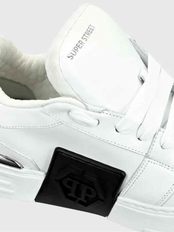 Philipp plein Super Street Leather Sneakers with Rubber Hexagon Logo White (SACSUSC0459PLE025N01) (2)
