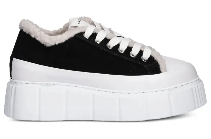 Inuikii Matilda Curly fleece sneakers met plateauzool – Zwart (10010010381)