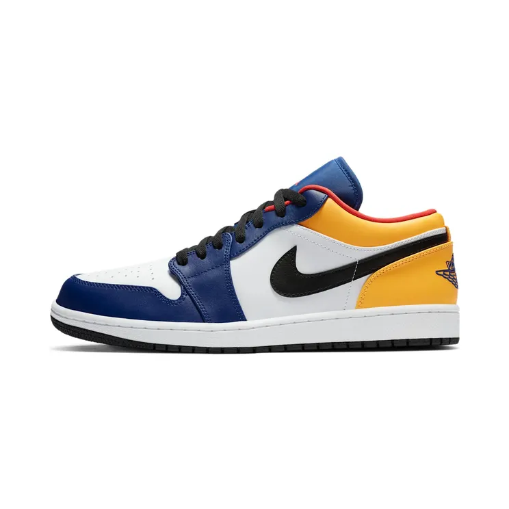 Air Jordan 1 Low Royal Yellow “White / Deep Royal Blue / Laser Orange / Track Red” (553558-123)