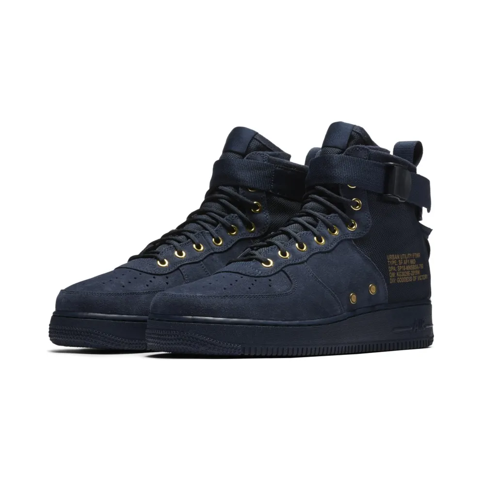 Nike SF Air Force 1 Mid Obsidian Metallic Gold Obsidian/Black-Obsidian (917753-400)