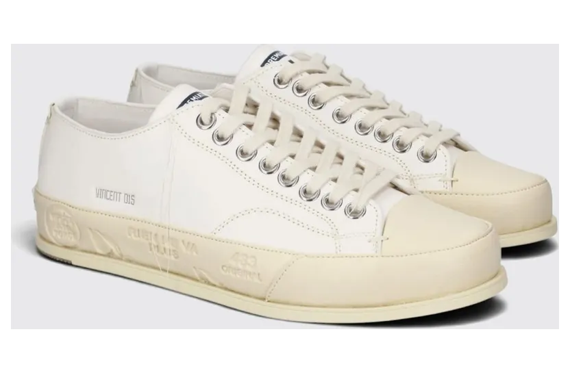 Premiata Vince Calf Leather Low-Top Sneakers with Rubber Toe White (VINCE015BIANCO)