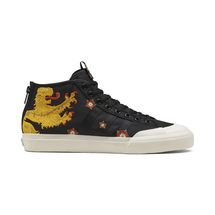 Adidas Footpatrol x Juice x Matchcourt Mid ‘Dragon’ Core Black/Chalk White/Gold Metallic (CM7877)