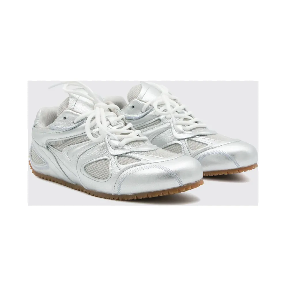 Axel Arigato Slow Runner Low Top Laminated Leather and Mesh Sneakers Silver (F4233001)