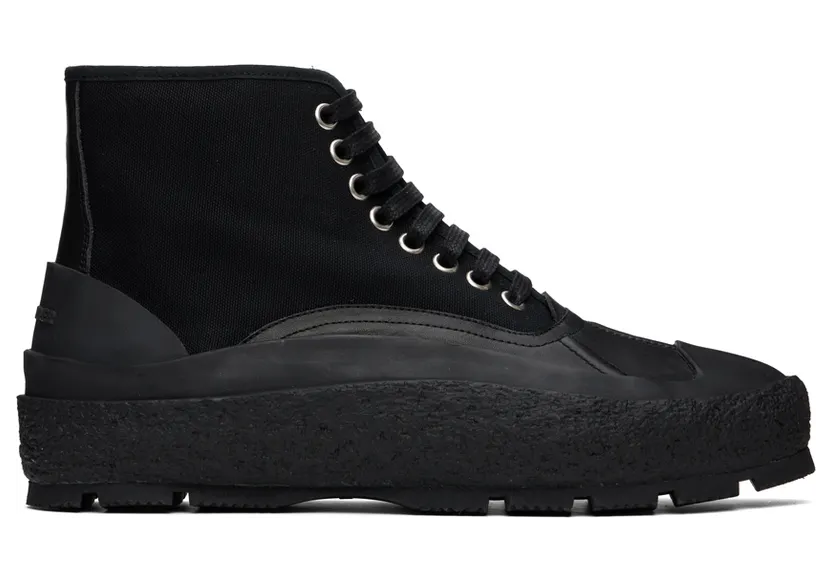 Jil Sander Black Canvas High-Top Sneakers (J32WS0020_PR542)