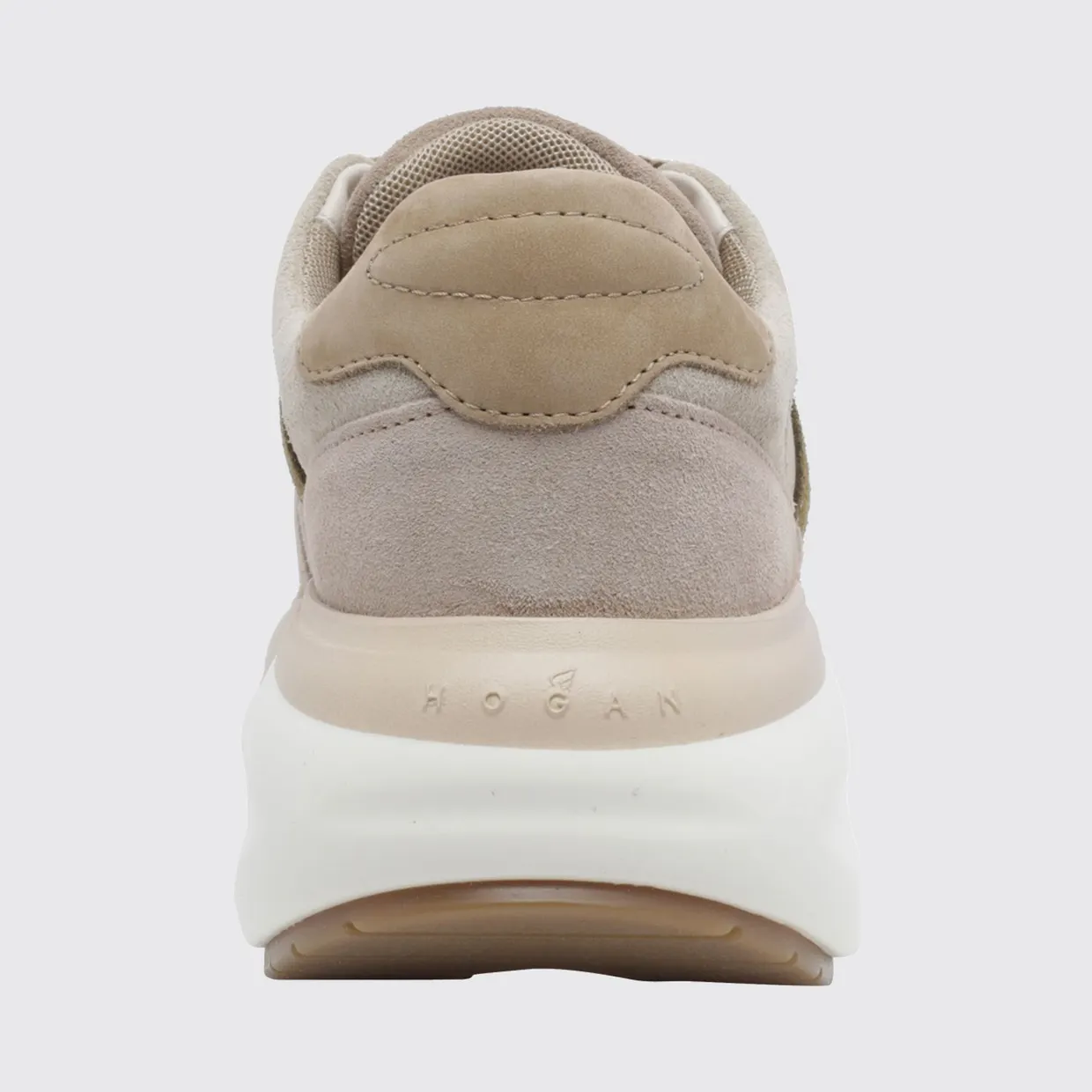 Hogan Maxi I Active Leather and Suede Sneakers with Chunky Sole Beige (HXW7140GA40QDC0R1R) (3)