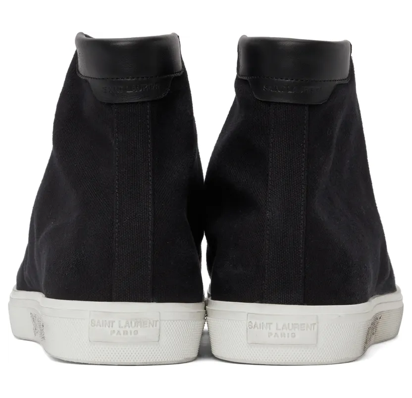 Saint Laurent Black Canvas Malibu Mid-Top Sneakers (606075GUZ20) (4)