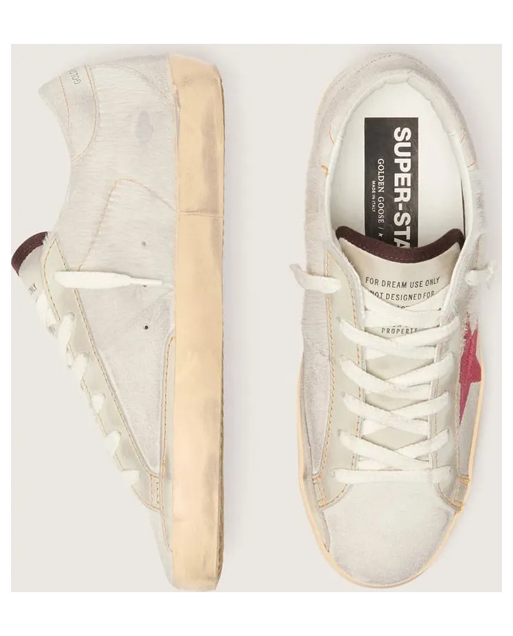 Golden Goose Women’S Super-Star Ltd In White Pony Skin With Red Suede Star (GWF01110.F008561.10350) (3)