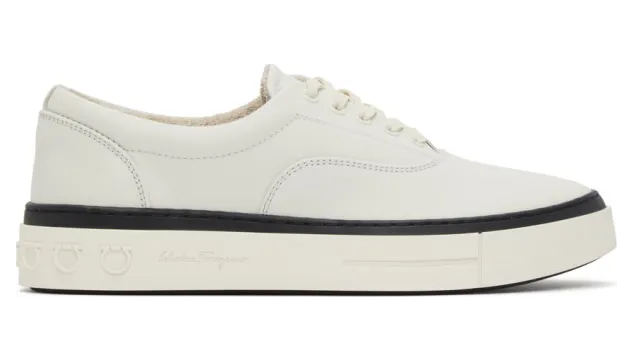 Salvatore Ferragamo White Leather Ripley Sneakers (02C585 0735349)