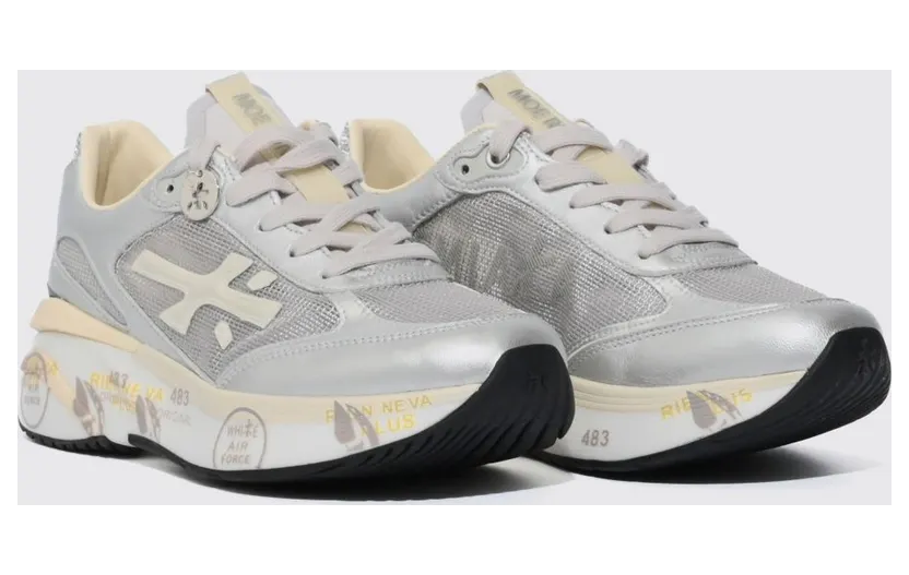 Premiata Moerund Suede and Nylon Sneakers Silver (MOERUN8084)