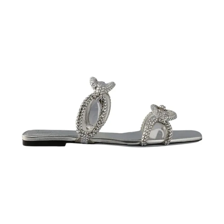 Valentino Chain Embellished Slip-On Sandals Silver (2W2S0GK2APLS13)