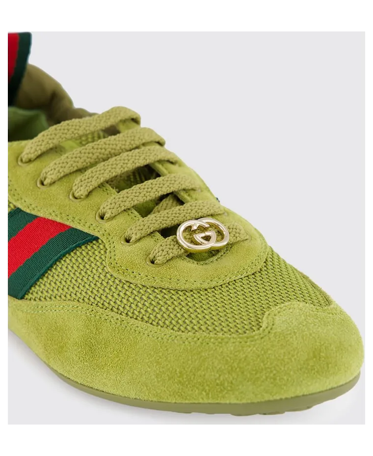 Gucci Shift Suede and Mesh Sneakers Green (857963AAF1Z3150) (3)