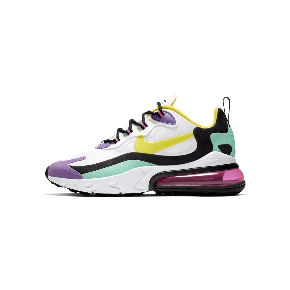 Nike Air Max 270 React Geometric Art (W) White/Black-Bright Violet-Dynamic Yellow (AT6174-101)