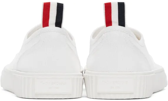Thom Browne White Canvas Vulcanized Sneakers (MFD201A-01588)
