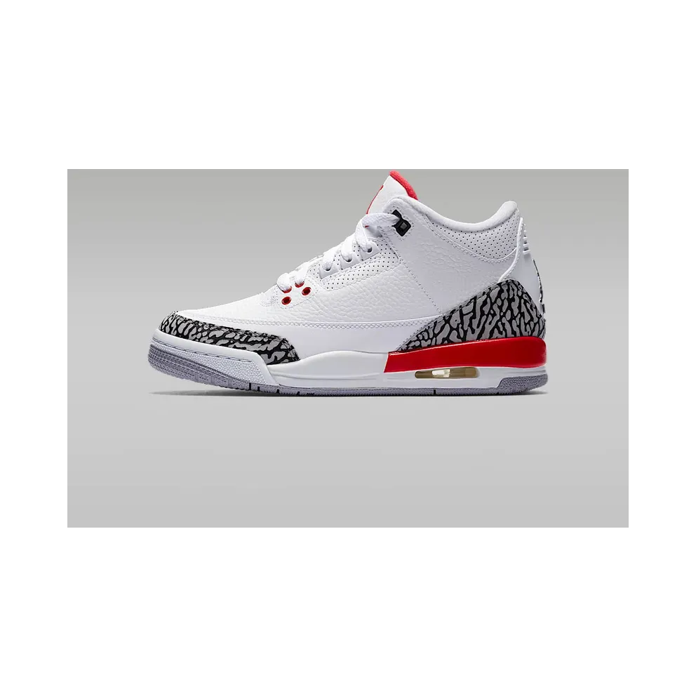 Jordan 3 Retro Hall of Fame (Sneaker Politics Special Release) (GS) White/Fire Red-Cement Grey-Black (398614-116)