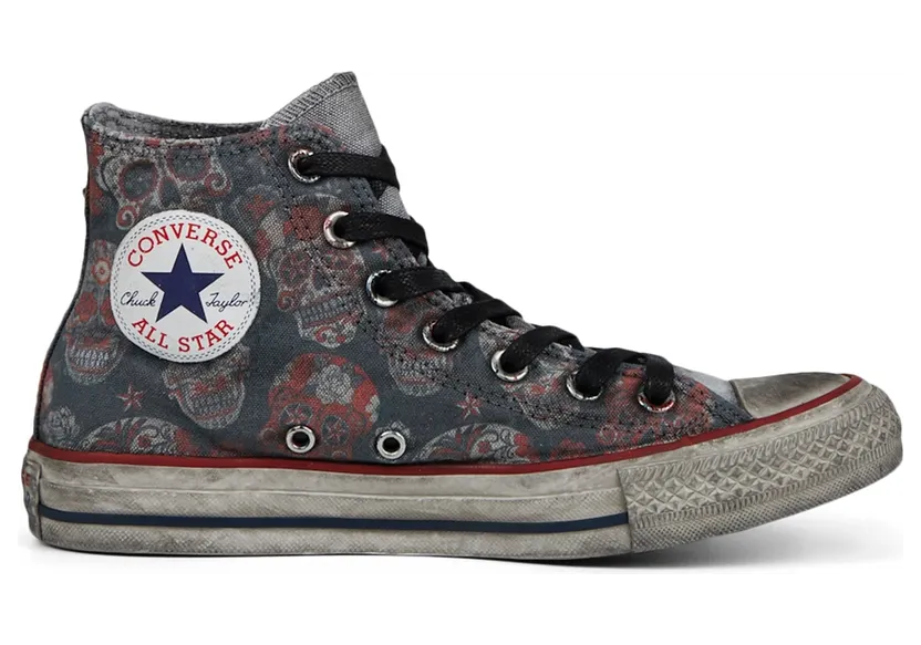 Converse Unisex Sugar Skull Tattoo Chuck Taylor All Star High Top Tattoo Mex Skulls (167391C)