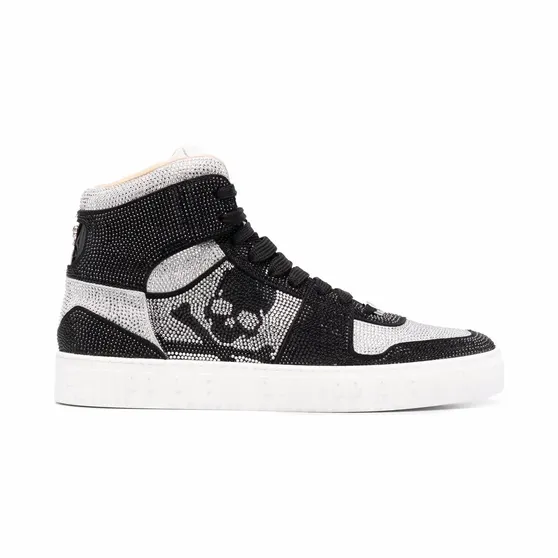 Philipp Plein Notorious Crystal Skull high-top met kristallen “Black” (PABSUSC0144PLE010N)