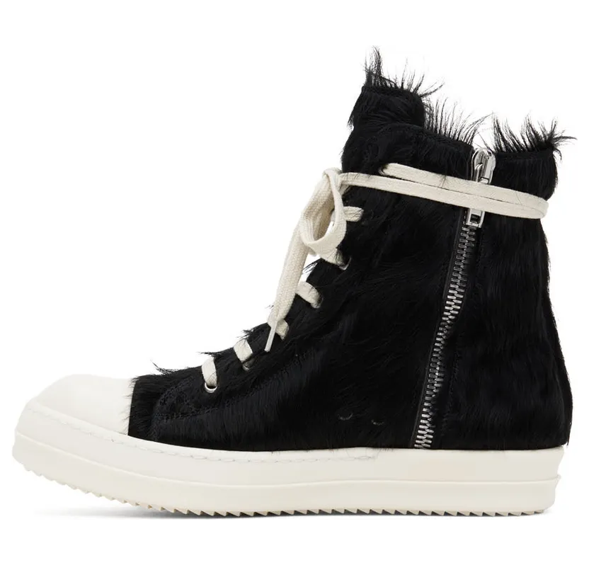 Rick Owens Black Fur Sneakers (RR02B2890 LHL) (3)