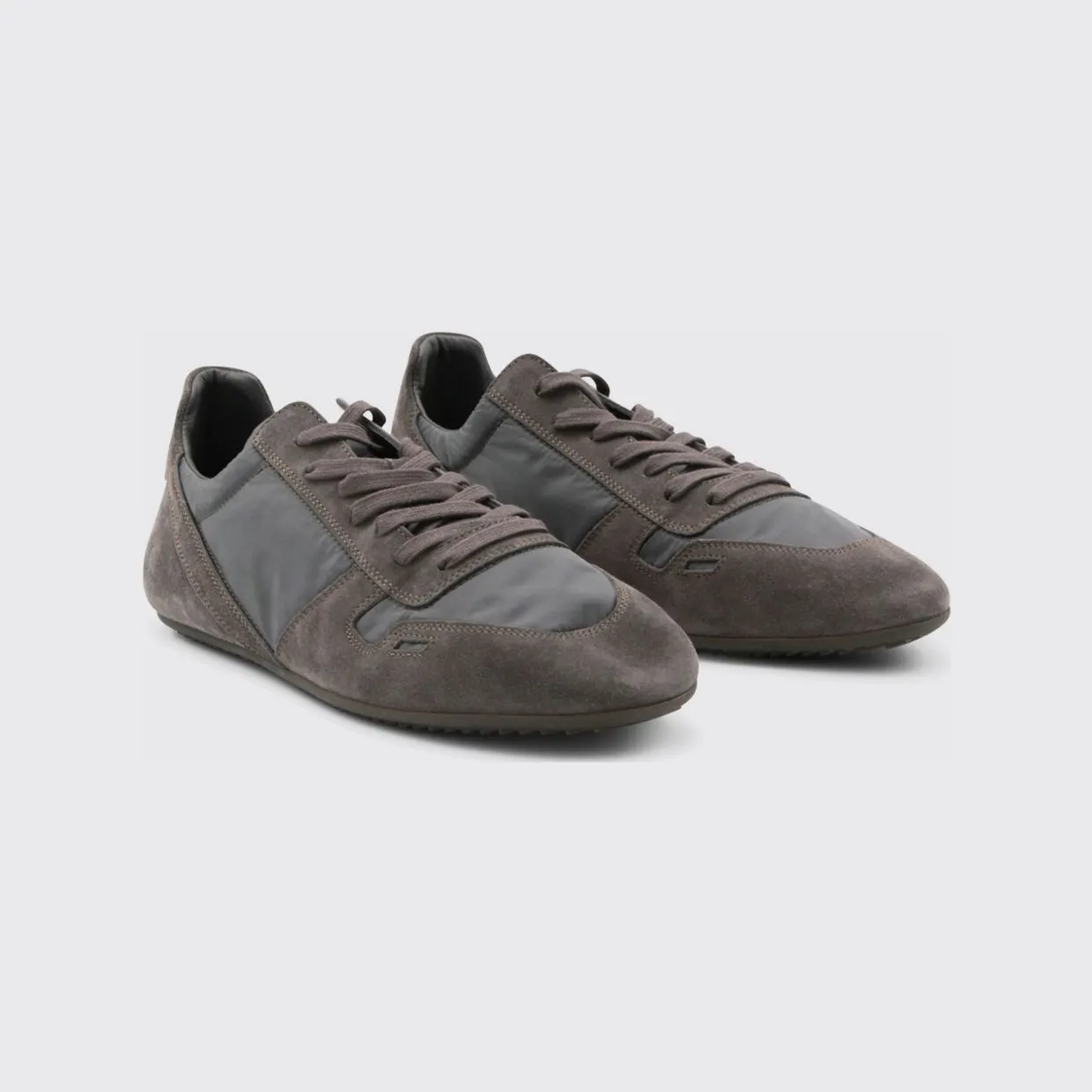 Rick owens Temple Minimal Suede and Nylon Sneakers Dust (RU01F2889NDOLVX78)