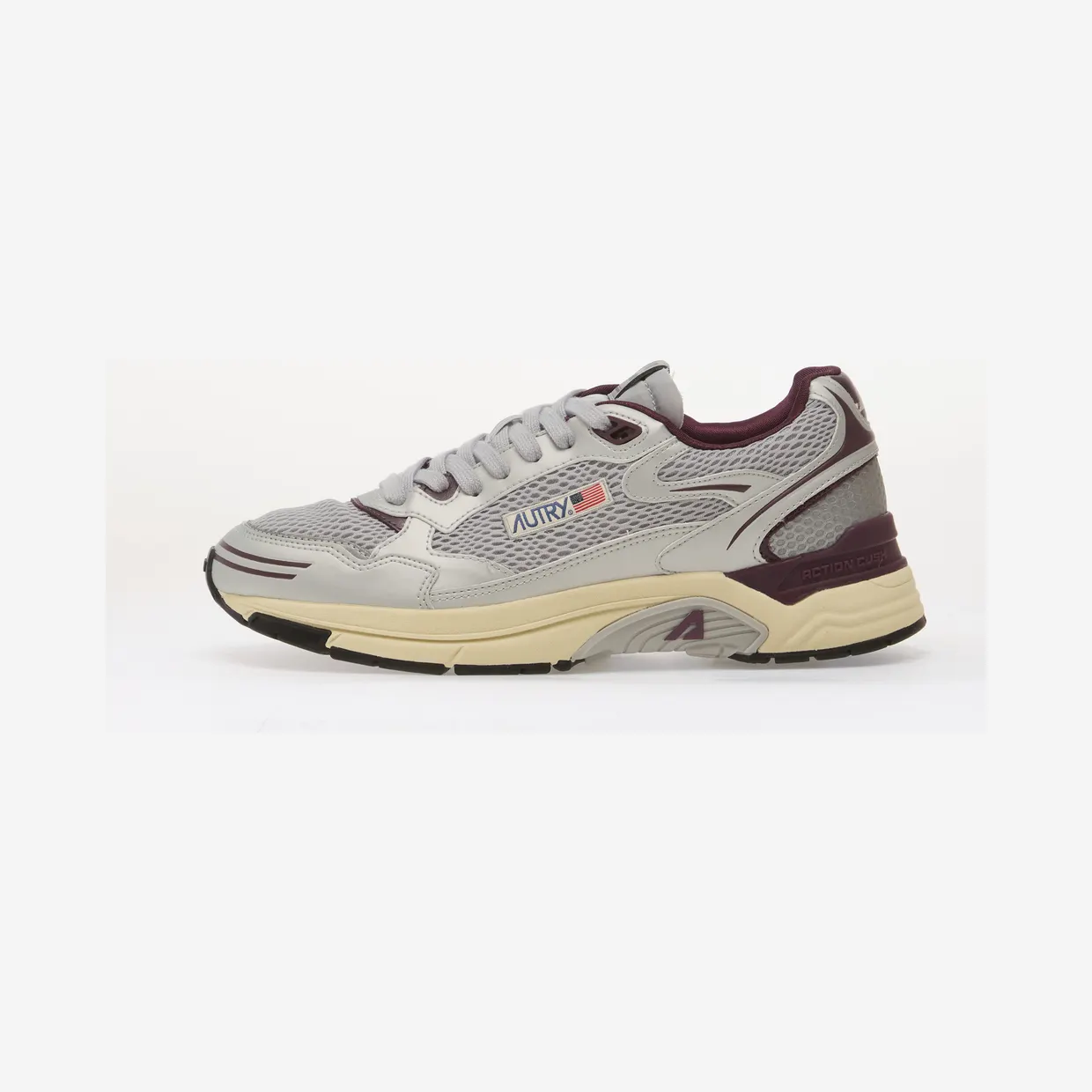 Autry Hyperway in silver harbor mist and fig synthetic leather and mesh “Grey” (A1UNHYLMMV19)